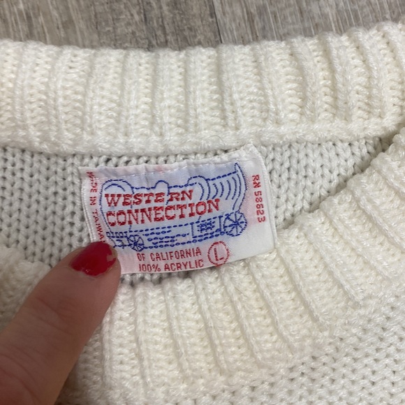 70s VTG puff sleeve striped sweater - Picture 2 of 3